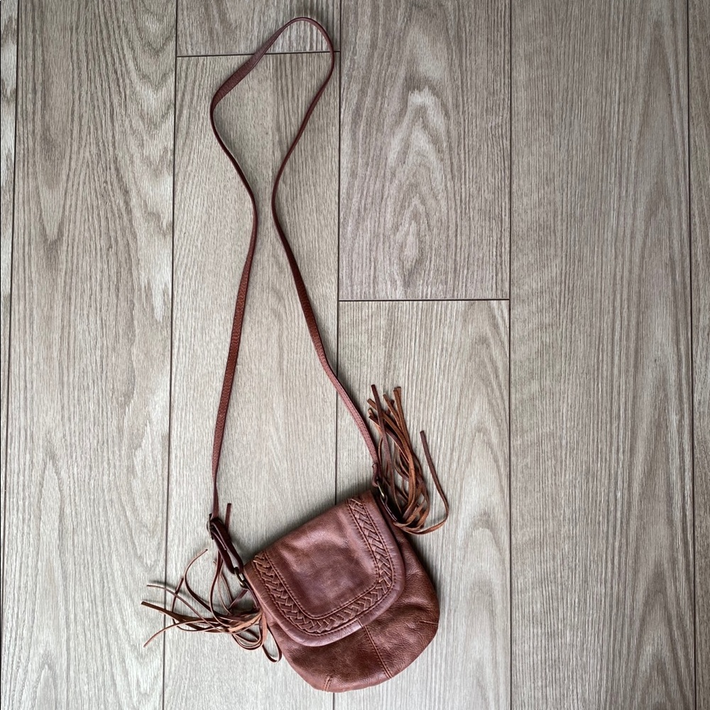 Lucky Brand Leather Tassle Cross Body Bag
